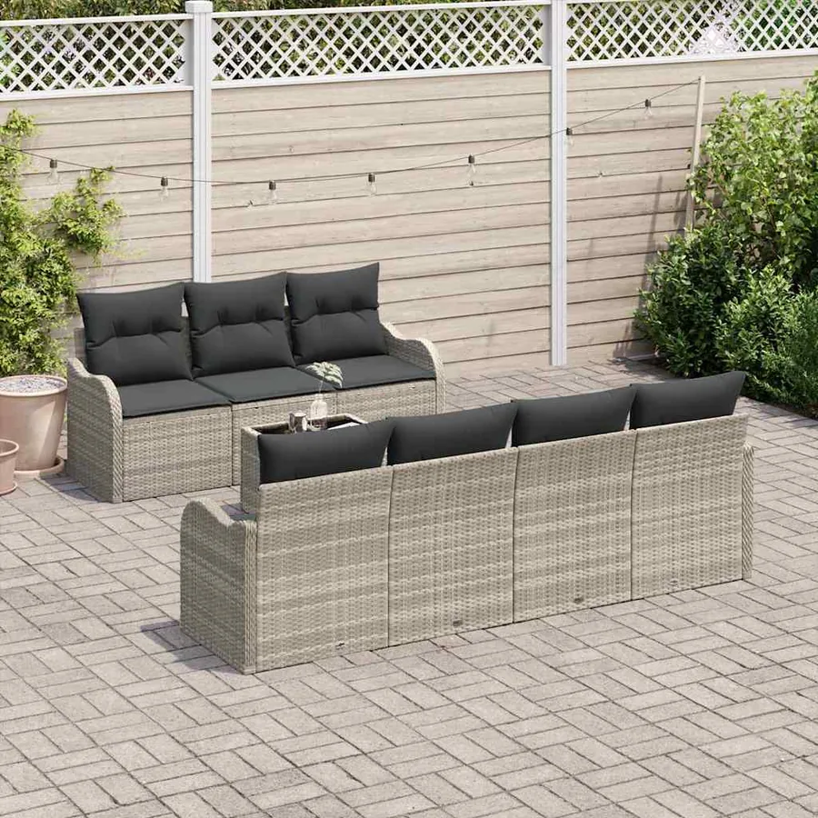 Ensemble de canapé de jardin 8 pcs Gris clair et gris foncé - 3