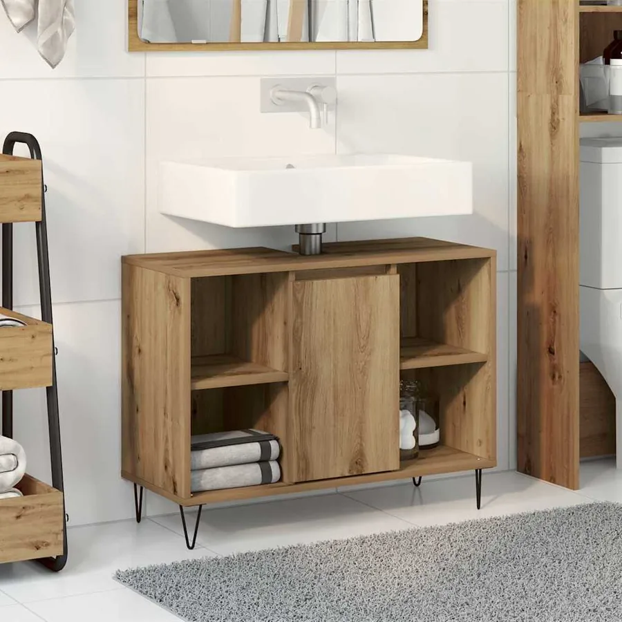 Cabinet de salle de bain Chêne artisanal 80 x 33 x 60 cm
