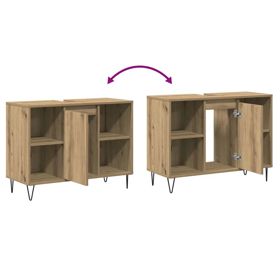 Cabinet de salle de bain Chêne artisanal 80 x 33 x 60 cm - 10