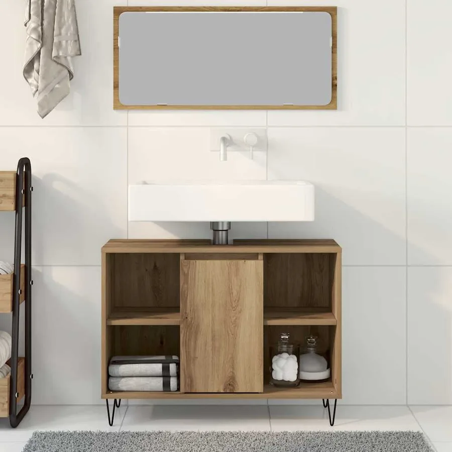 Cabinet de salle de bain Chêne artisanal 80 x 33 x 60 cm - 4