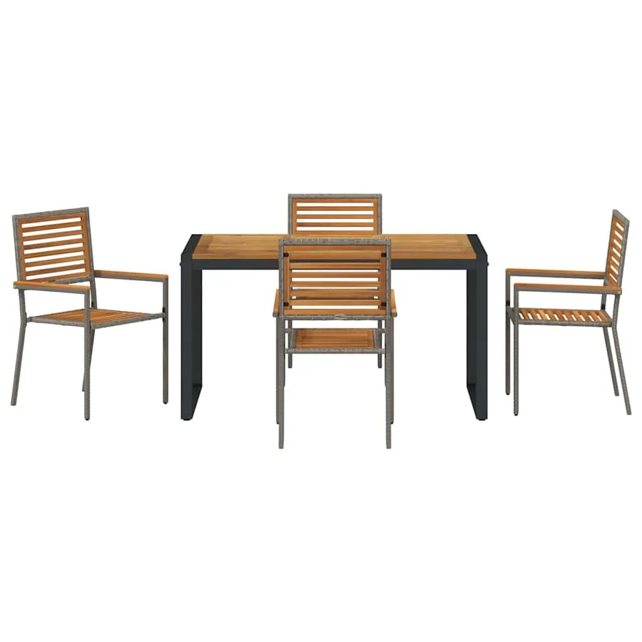 Ensemble de salle à manger pour jardin 5 pcs Gris et marron - 7