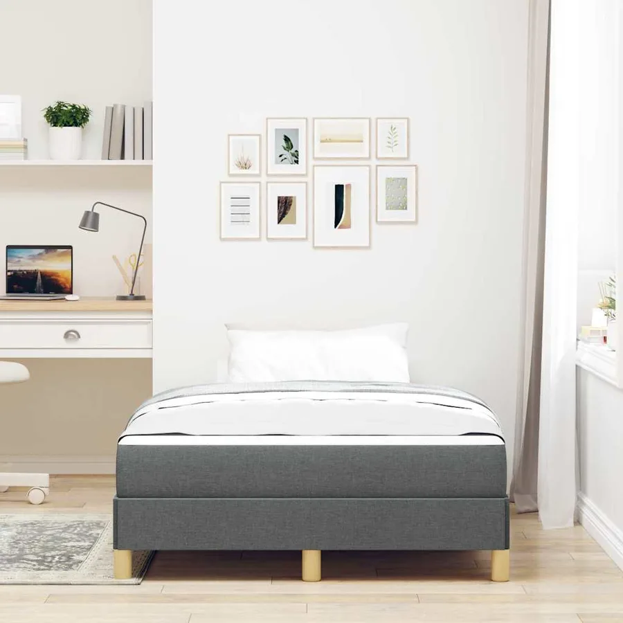 Lit à ressorts avec matelas Gris foncé 120 x 200 cm tissu - 3