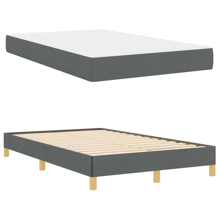 Lit à ressorts avec matelas Gris foncé 120 x 200 cm tissu - 5