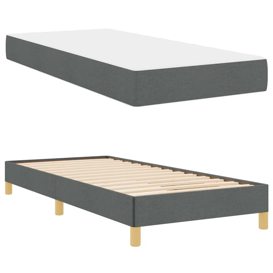 Lit à ressorts avec matelas Gris foncé 100 x 200 cm tissu - 5