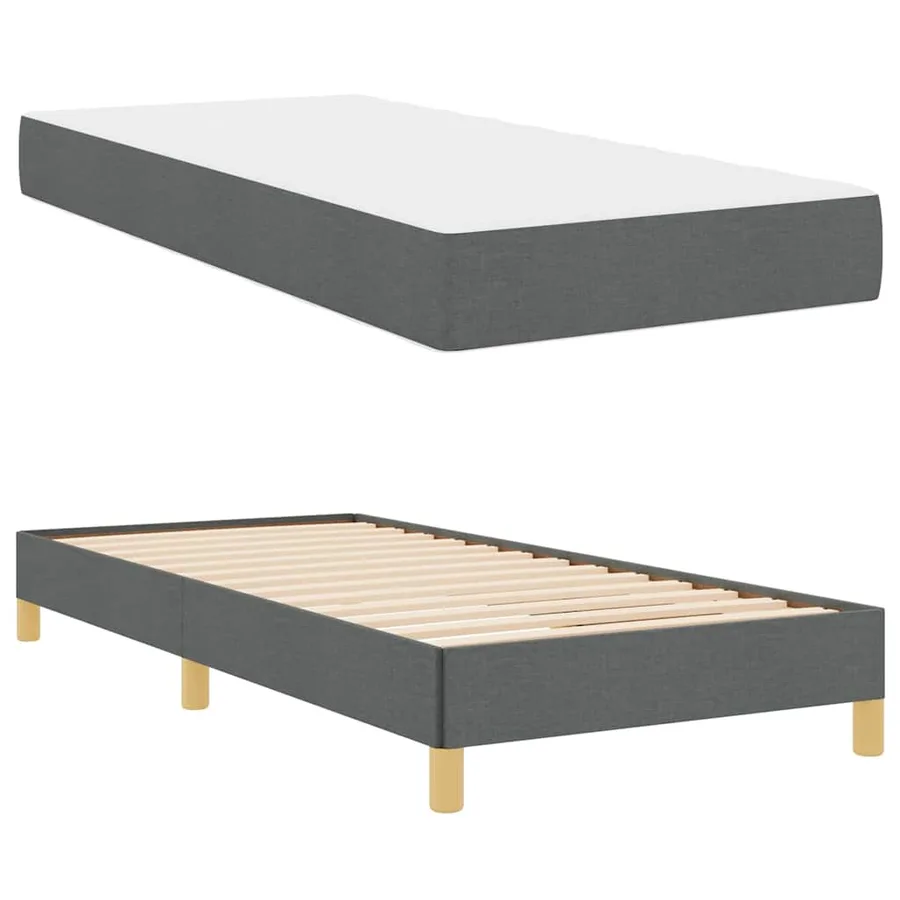 Lit à ressorts avec matelas Gris foncé 100 x 200 cm tissu - 6