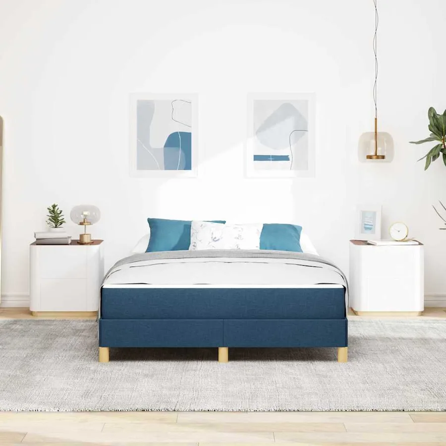 Lit à ressorts avec matelas Bleu 140 x 190 cm tissu - 3