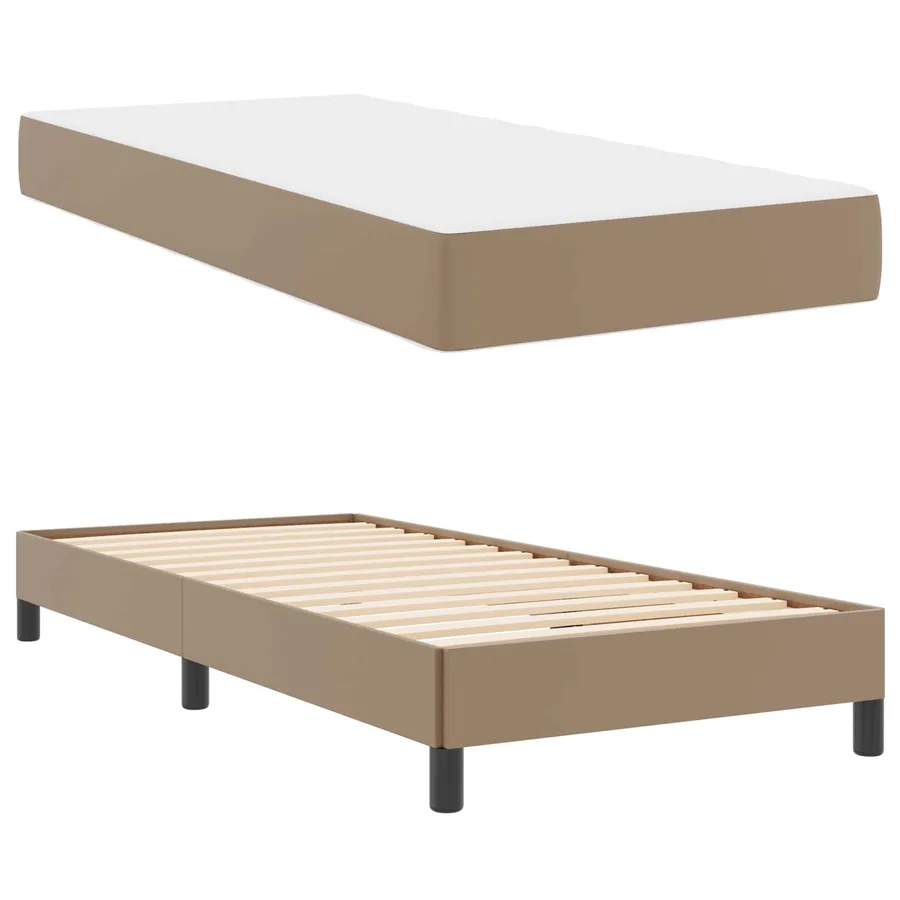 Cadre de lit avec matelas Cappuccino 90 x 190 cm tissu - 5