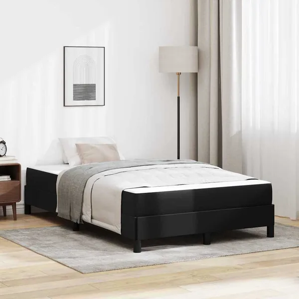 Cadre de lit avec matelas Noir 120 x 190 cm tissu