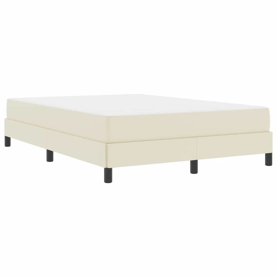 Cadre de lit avec matelas Crème 140 x 190 cm tissu - 4