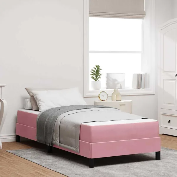 Lit à ressorts avec matelas Rose 90 x 200 cm tissu