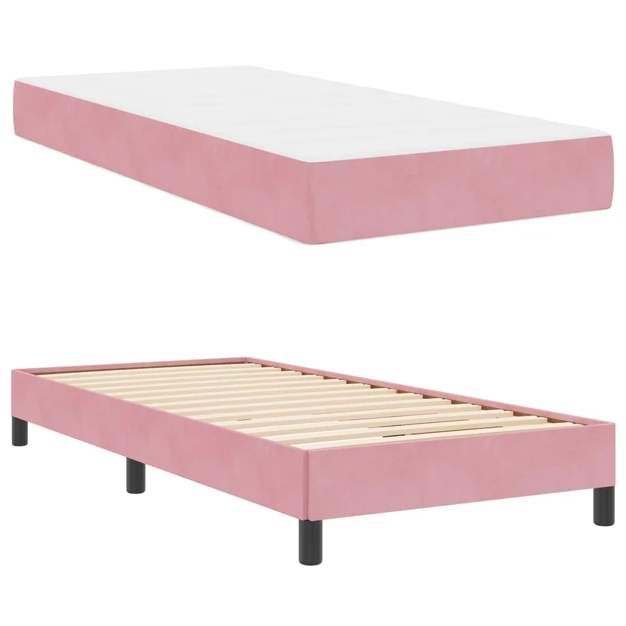Lit à ressorts avec matelas Rose 90 x 190 cm tissu - 5