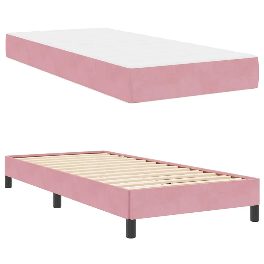 Lit à ressorts avec matelas Rose 90 x 190 cm tissu - 6