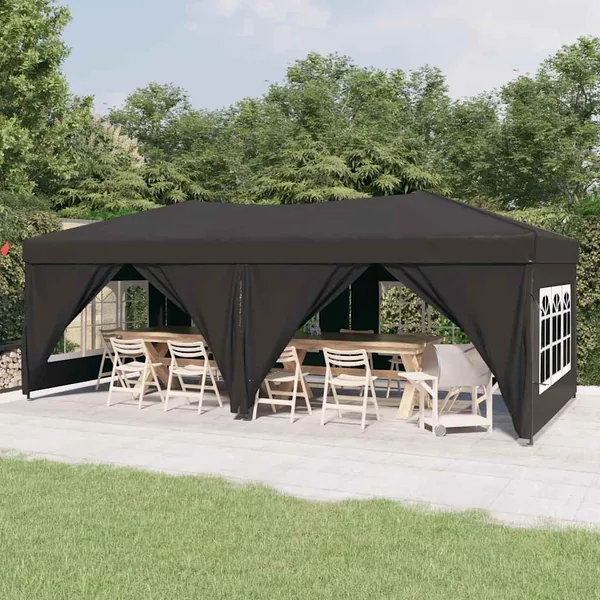 Tente de réception pliable avec parois Anthracite 3x6 m