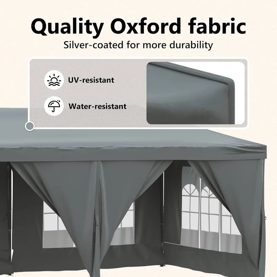 Tente de réception pliable avec parois Anthracite 3x6 m - 11