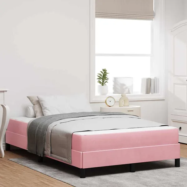 Lit à ressorts avec matelas Rose 120 x 210 cm tissu