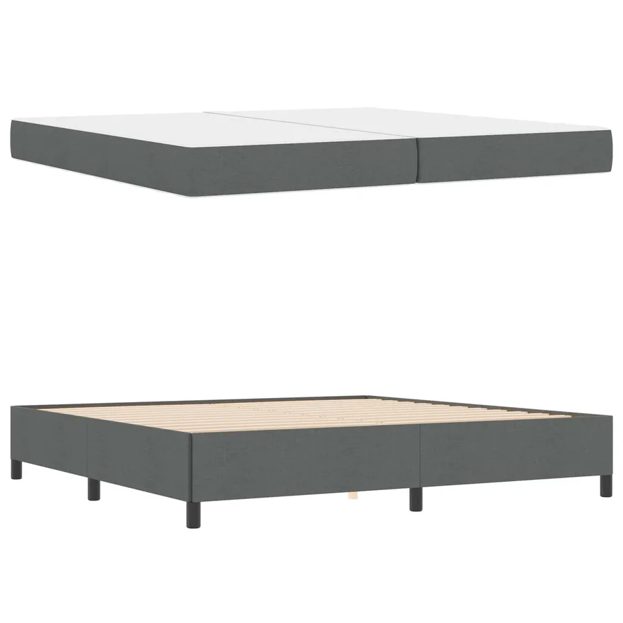 Lit à ressorts avec matelas Gris foncé 200 x 200 cm tissu - 4