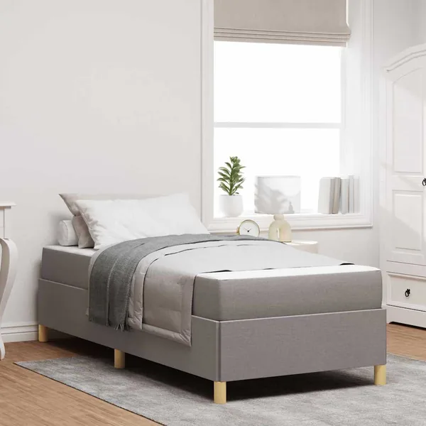 Cadre de lit avec matelas Taupe 90 x 190 cm tissu