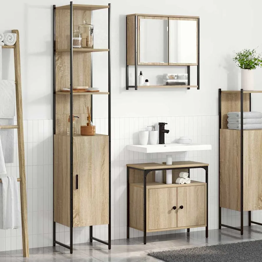 Ensemble de mobilier de salle de bain 3 pcs Chêne Sonoma