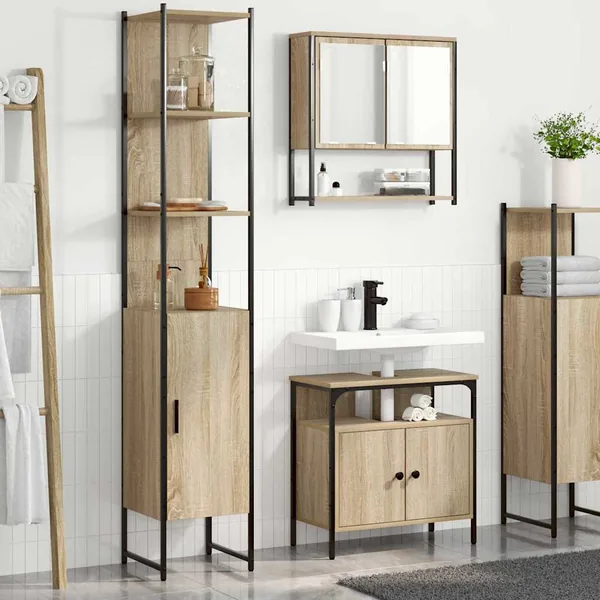 Ensemble de mobilier de salle de bain 3 pcs Chêne Sonoma