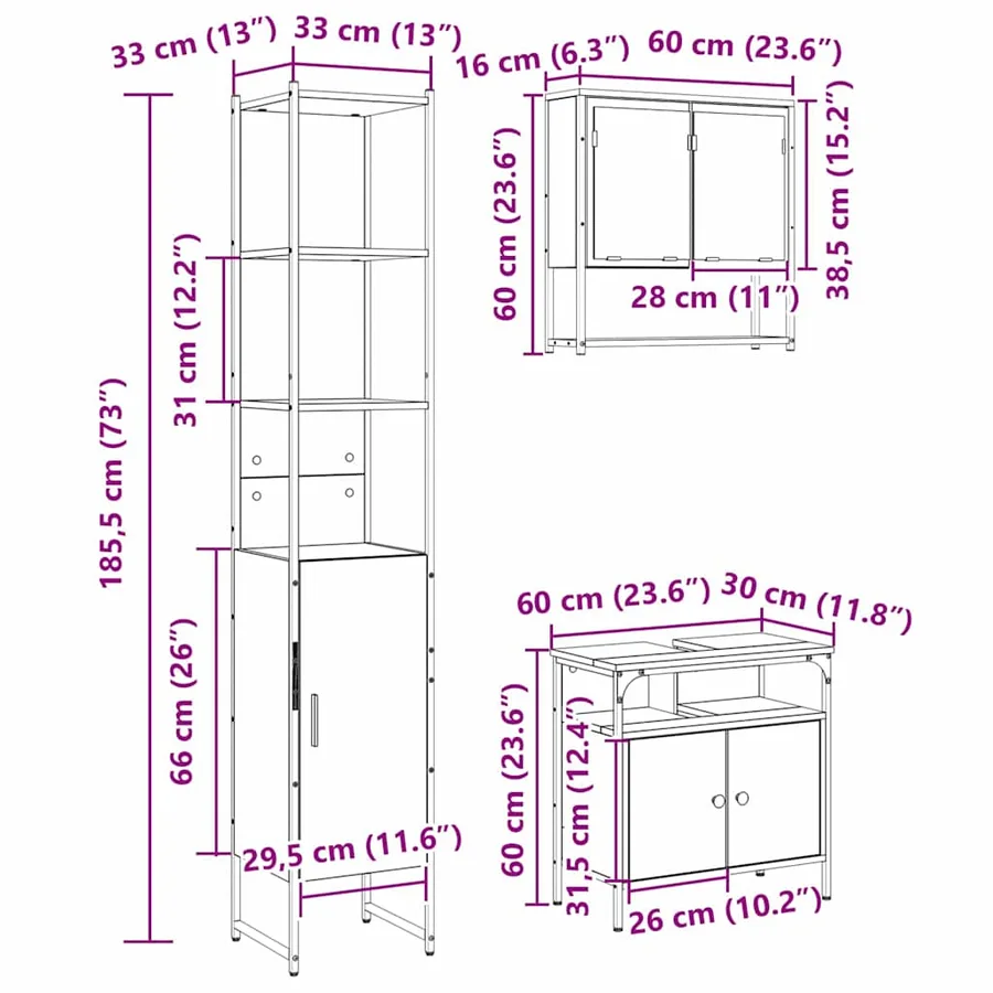 Ensemble de mobilier de salle de bain 3 pcs Chêne Sonoma - 14