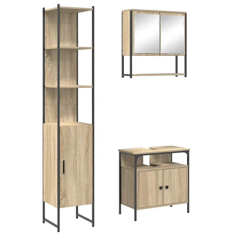 Ensemble de mobilier de salle de bain 3 pcs Chêne Sonoma - 2