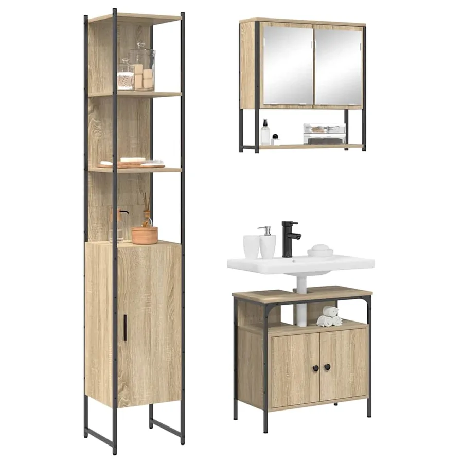 Ensemble de mobilier de salle de bain 3 pcs Chêne Sonoma - 3