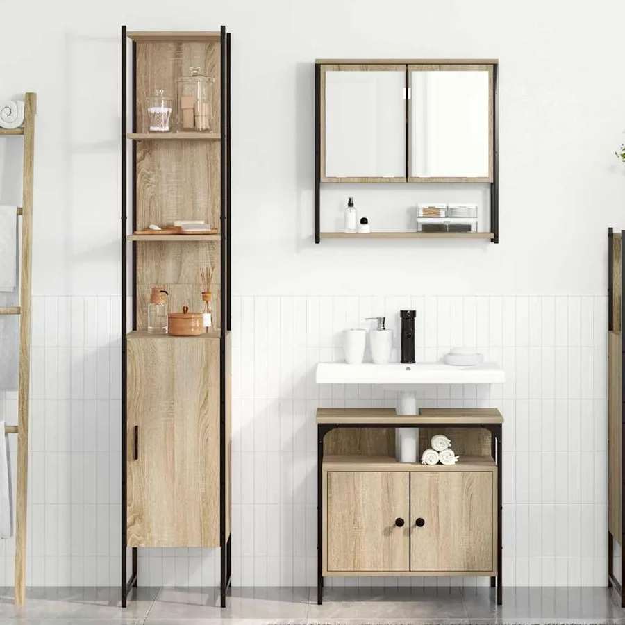 Ensemble de mobilier de salle de bain 3 pcs Chêne Sonoma - 4