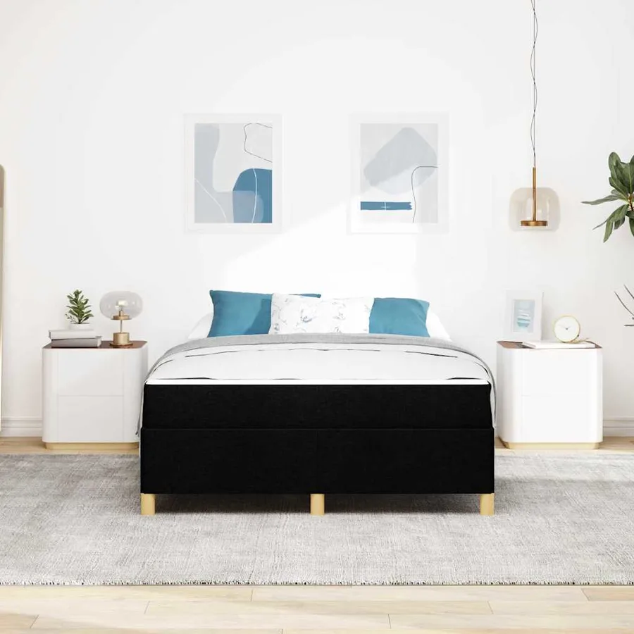 Cadre de lit avec matelas Noir 140 x 200 cm tissu - 3