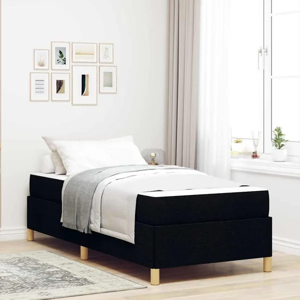 Cadre de lit avec matelas Noir 100 x 200 cm tissu