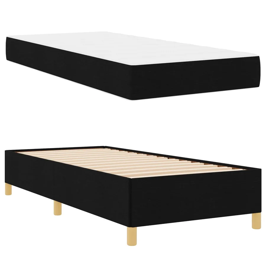 Cadre de lit avec matelas Noir 100 x 200 cm tissu - 5