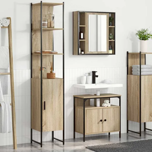 Ensemble de mobilier de salle de bain 3 pcs Chêne Sonoma