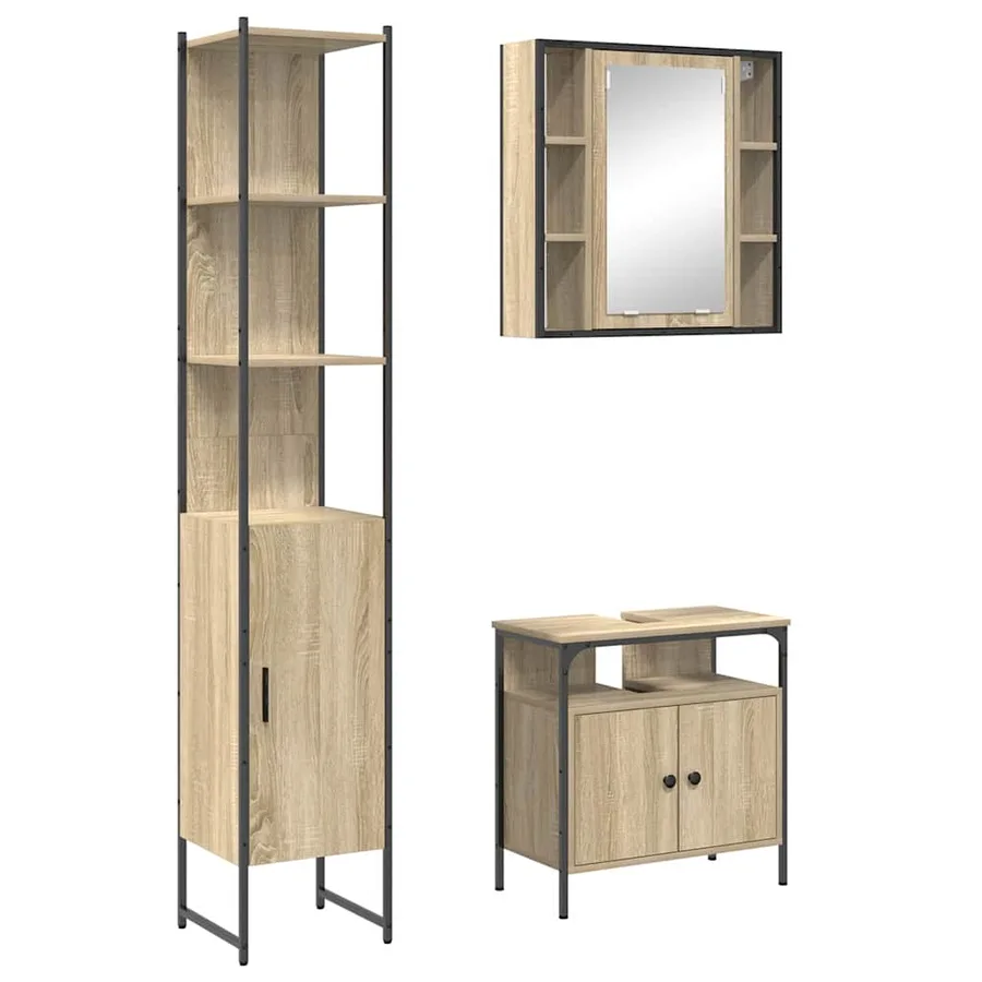 Ensemble de mobilier de salle de bain 3 pcs Chêne Sonoma - 2