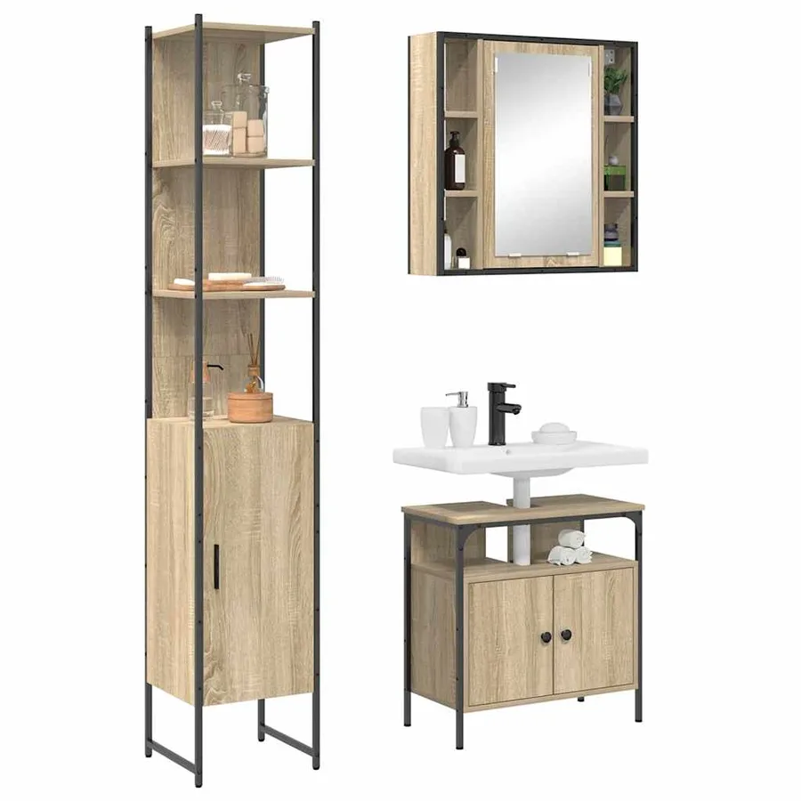 Ensemble de mobilier de salle de bain 3 pcs Chêne Sonoma - 3