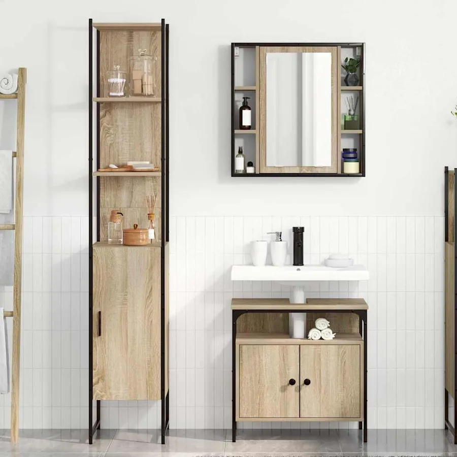 Ensemble de mobilier de salle de bain 3 pcs Chêne Sonoma - 4