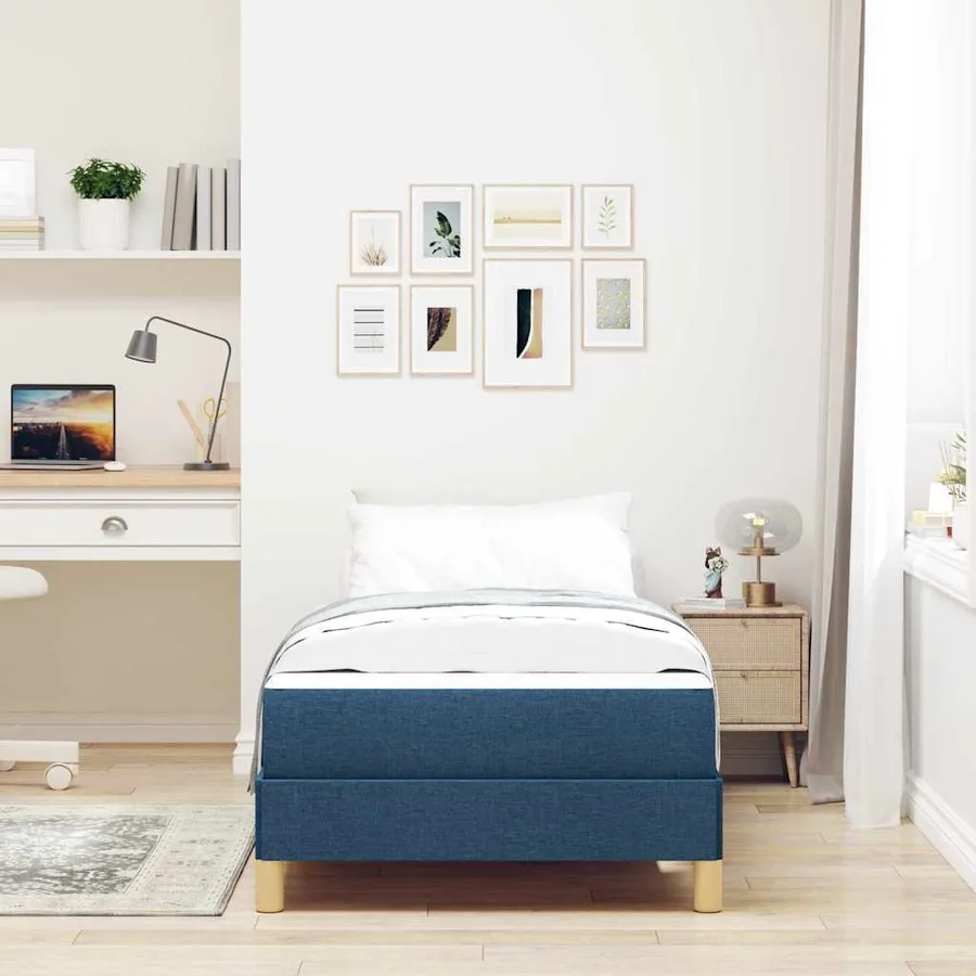 Lit à ressorts avec matelas Bleu 90 x 200 cm tissu - 3