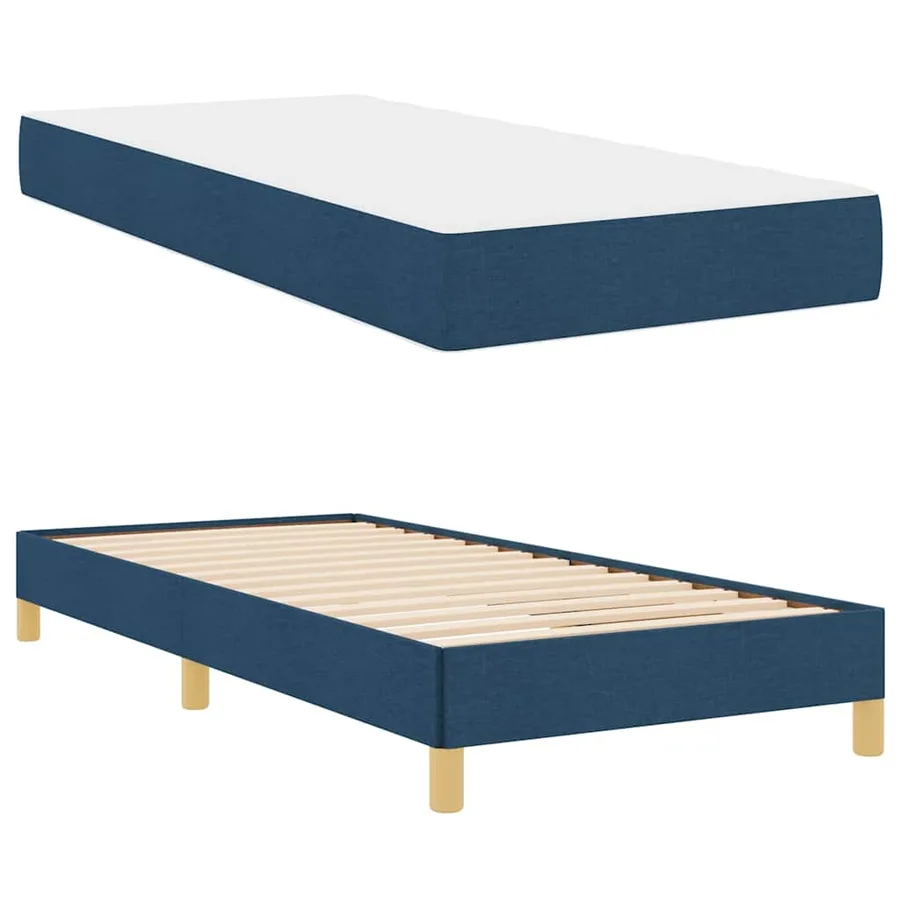 Lit à ressorts avec matelas Bleu 90 x 200 cm tissu - 6