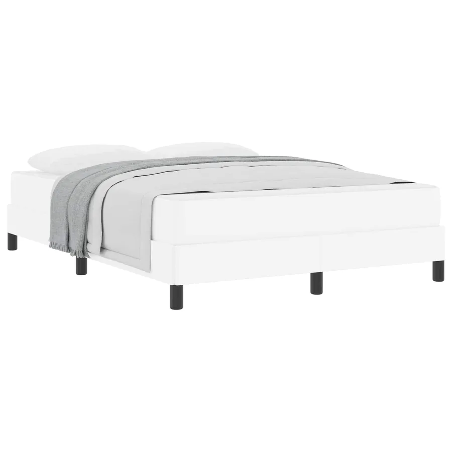 Cadre de lit avec matelas Blanc pur 160 x 200 cm tissu - 2