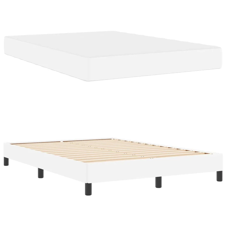 Cadre de lit avec matelas Blanc pur 160 x 200 cm tissu - 5
