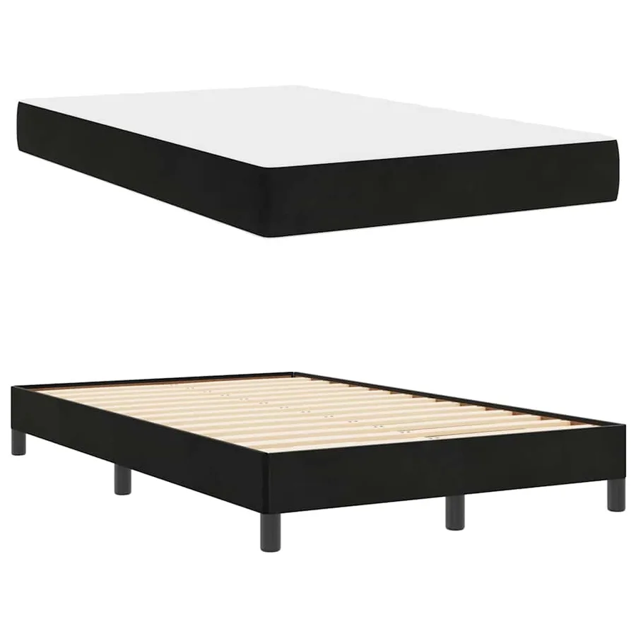 Lit à ressorts avec matelas Noir 120 x 200 cm tissu - 6
