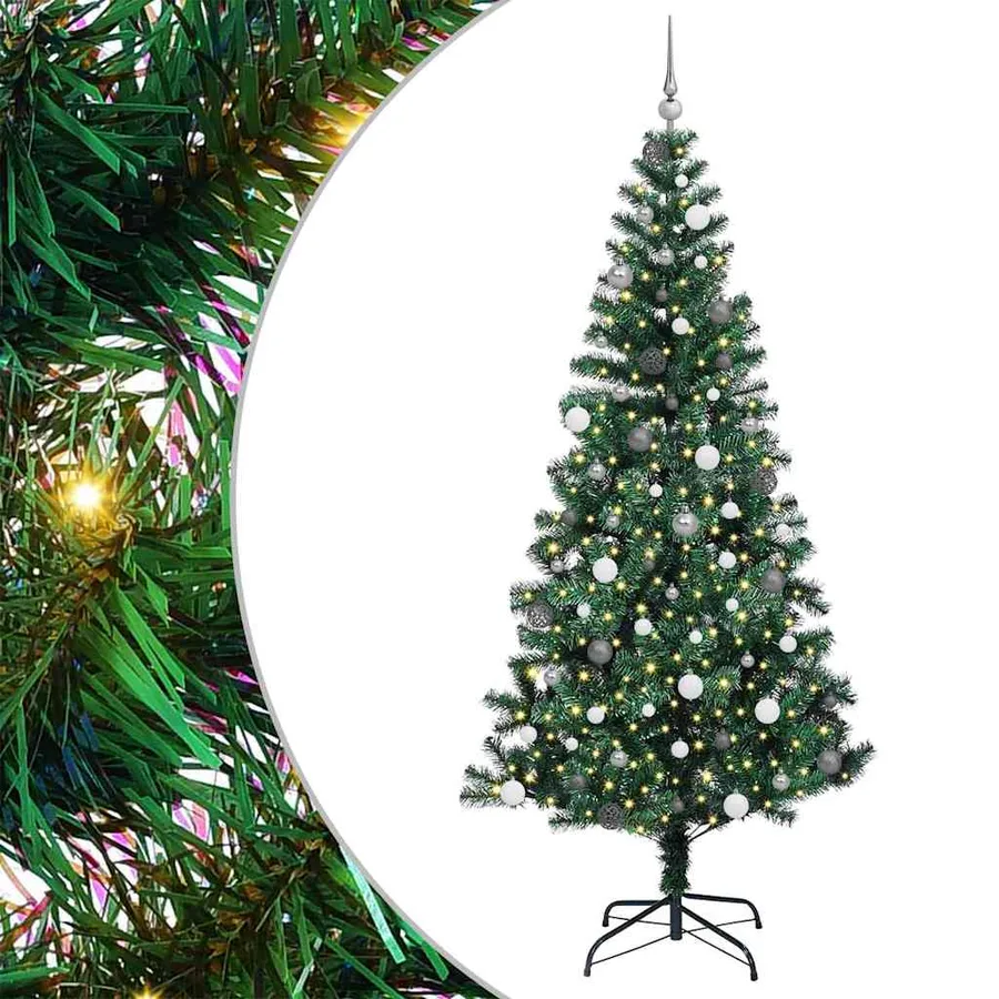 Sapin de Noël artificiel pré-éclairé Vert 240 cm PVC et métal - 2