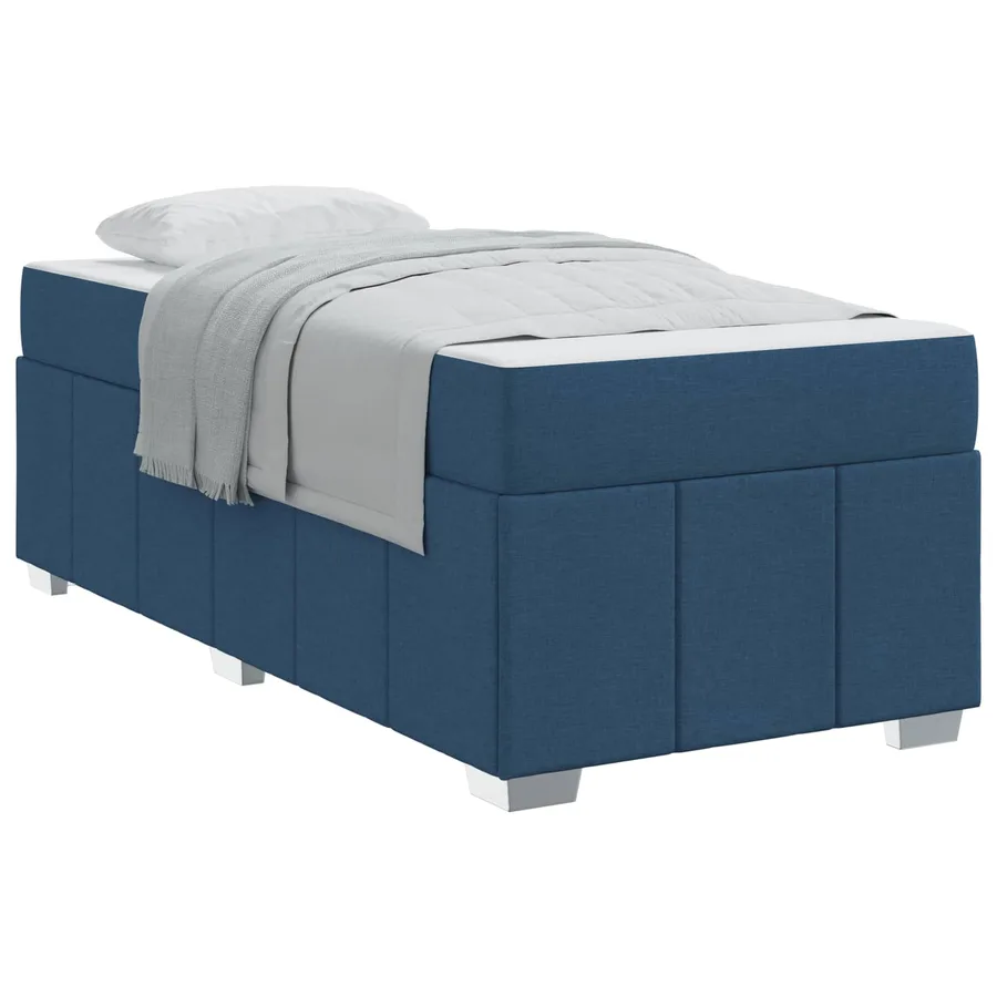 Cadre de lit avec matelas Bleu 90 x 200 cm tissu - 2