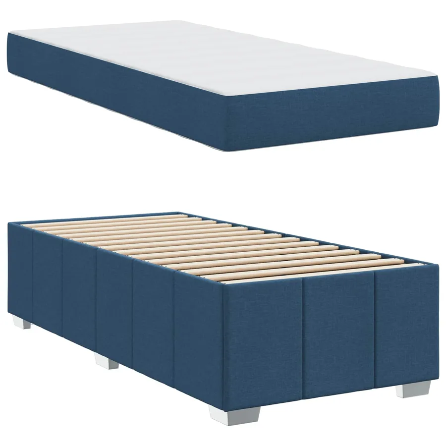 Cadre de lit avec matelas Bleu 90 x 200 cm tissu - 5