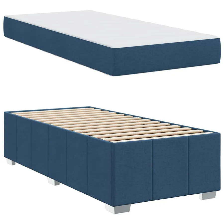 Cadre de lit avec matelas Bleu 90 x 200 cm tissu - 6