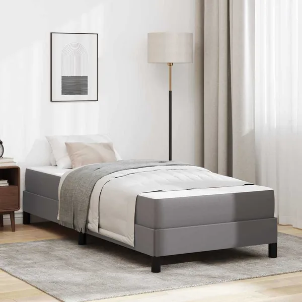 Cadre de lit avec matelas Gris 90 x 200 cm tissu