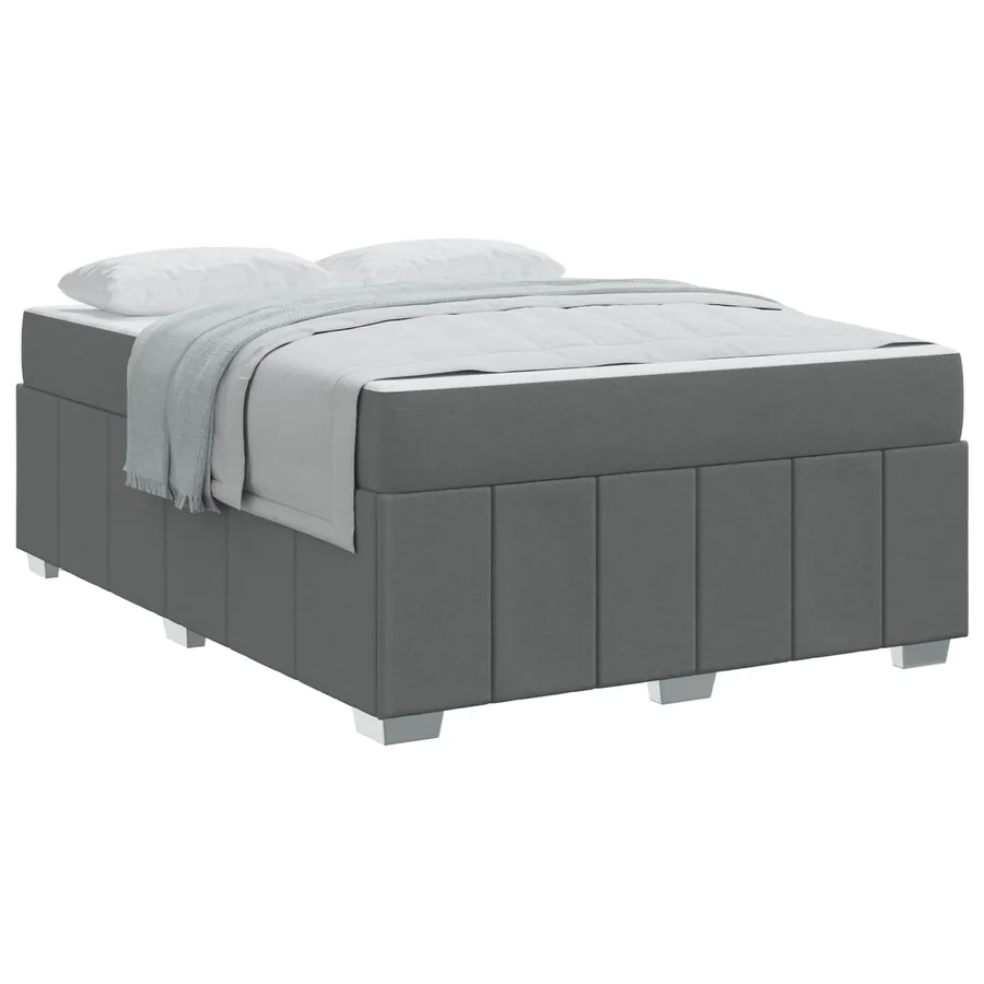 Cadre de lit avec matelas Gris foncé 140 x 200 cm tissu - 2