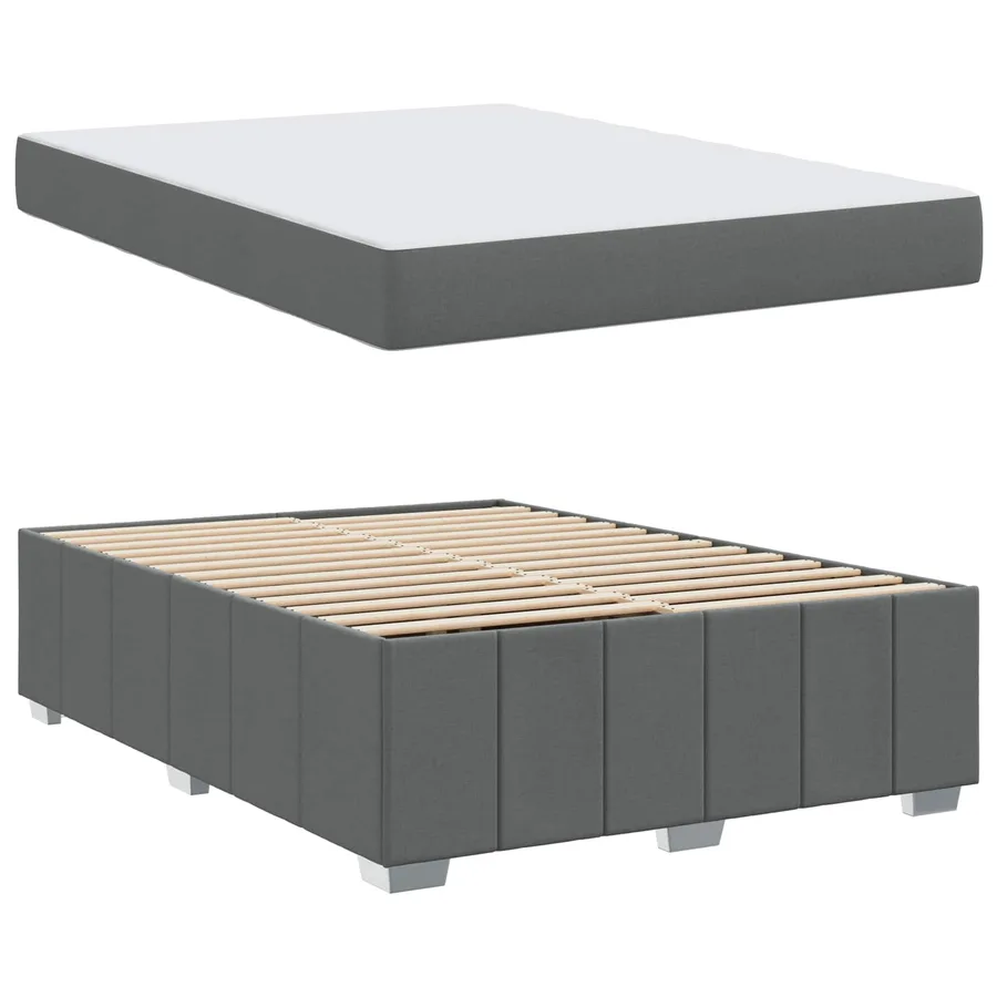 Cadre de lit avec matelas Gris foncé 140 x 200 cm tissu - 5