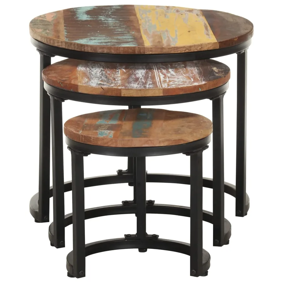 Tables d'appoint 3 pcs Bois de récupération massif - 2