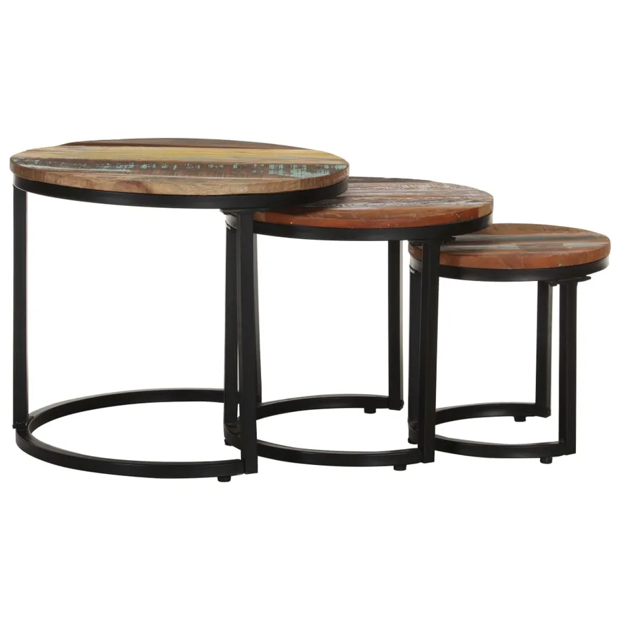 Tables d'appoint 3 pcs Bois de récupération massif - 3