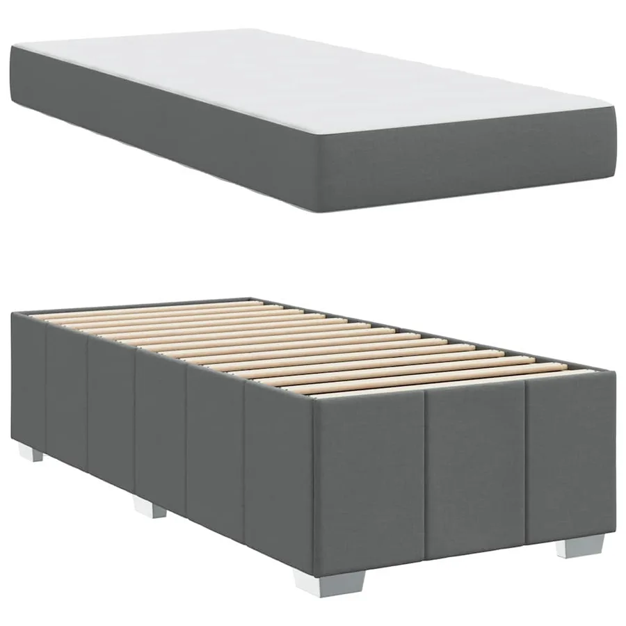 Cadre de lit avec matelas Gris foncé 100 x 200 cm tissu - 6