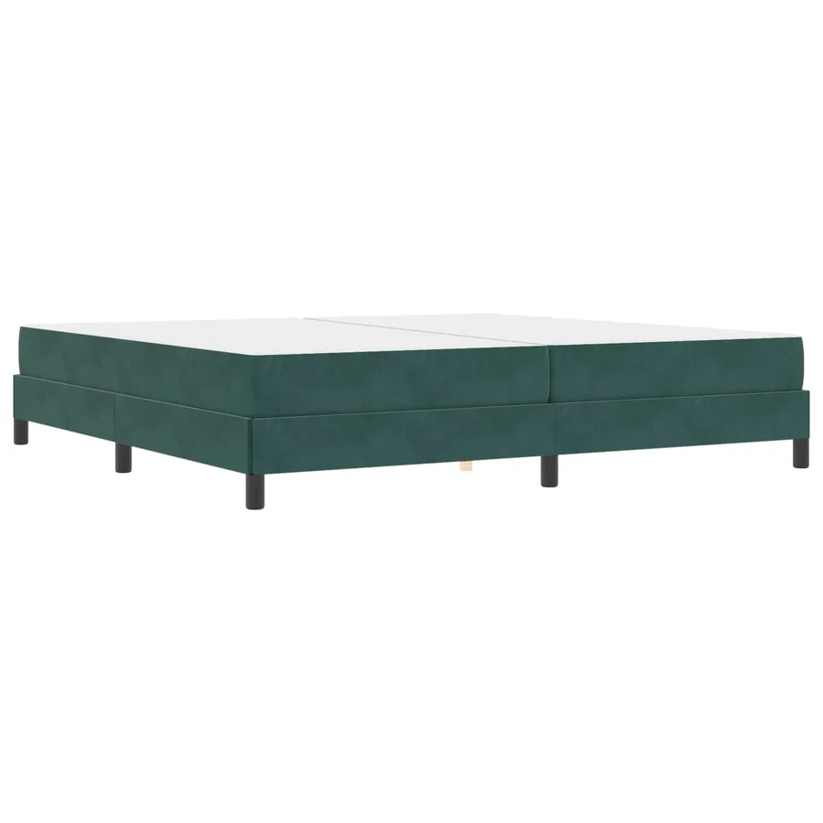 Lit à ressorts avec matelas Vert foncé 200 x 200 cm tissu - 2